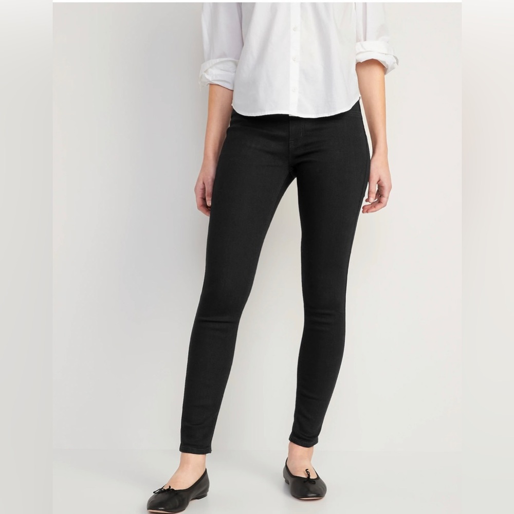 🆕NWT Mid-Rise Wow Super-Skinny Black Jeggings for Women, 2 Long